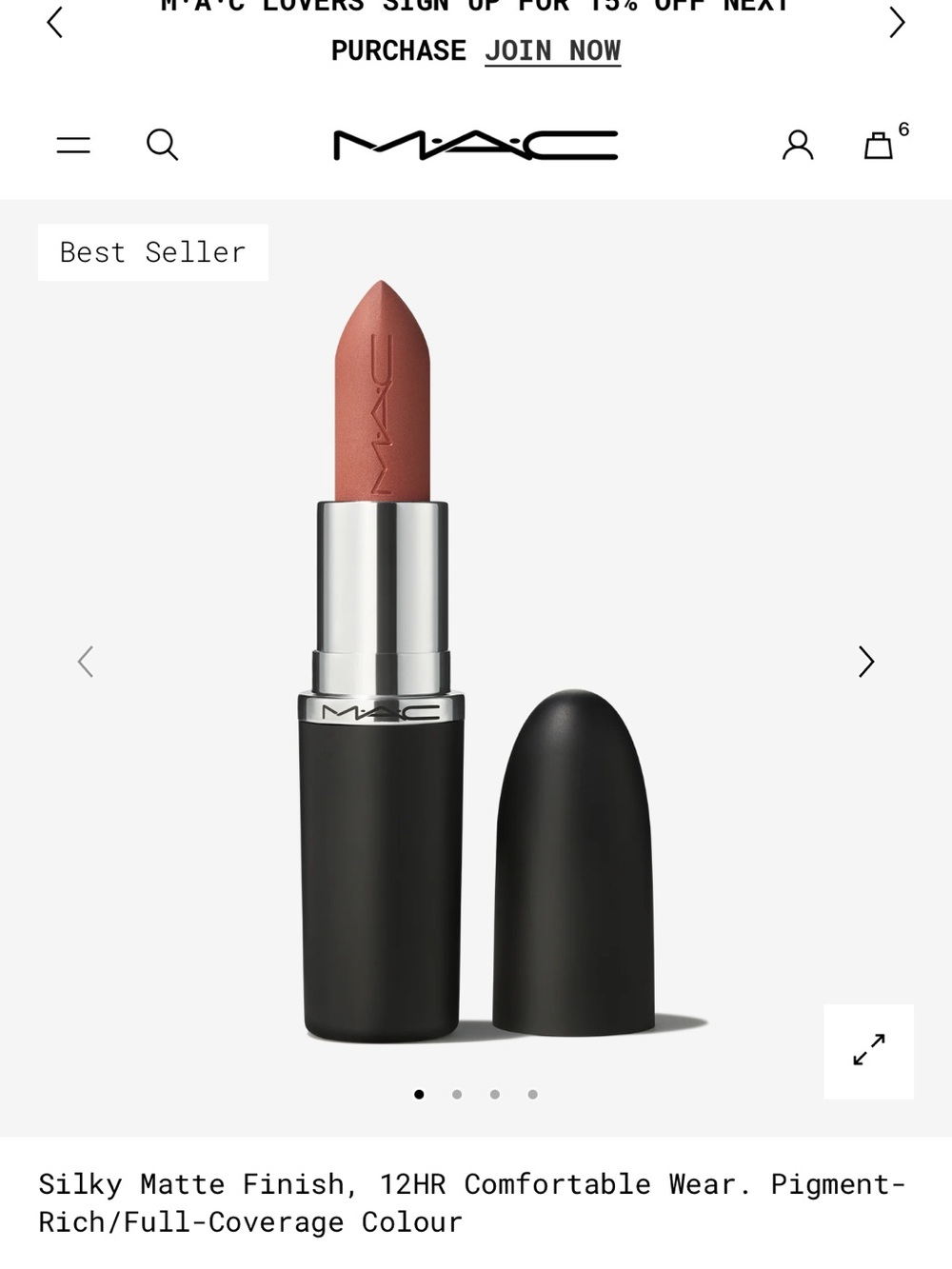 Mac M·A·Cximal Silky Matte Lipstick cool teddy